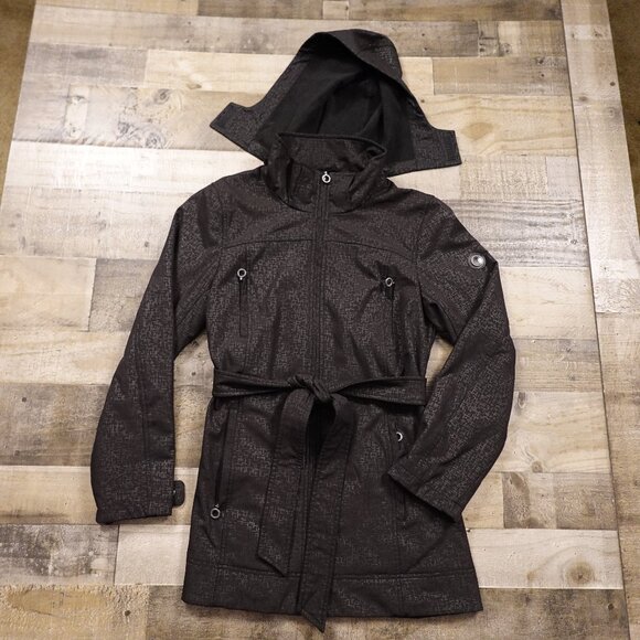 Calvin Klein Women's Softshell Belted Jacket Water Resistant Windbreaker Small - Picture 1 of 16